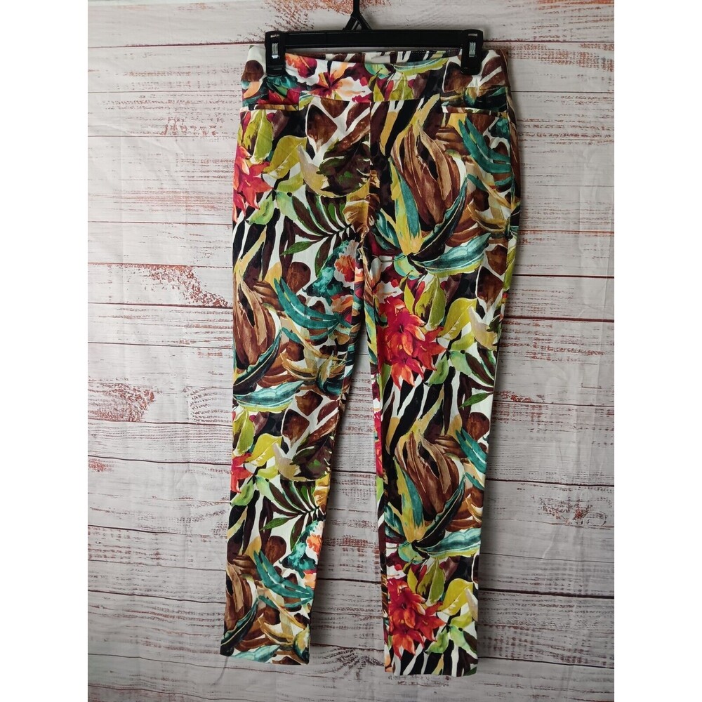 Chico's Ankle Floral Pants Women's 4R So Slimming  Stretch Multicolor
